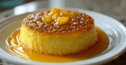Dessert cremoso di pesca e caramello