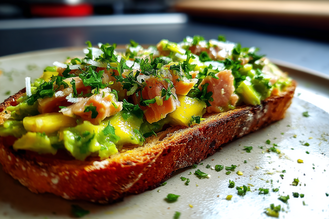 Toast con tonno e crema di avocado