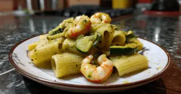 Mezzi Paccheri con Gamberetti e Zucchine