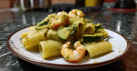 Mezzi Paccheri con Gamberetti e Zucchine