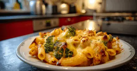 Pasta al forno cremosa con pollo e broccoli