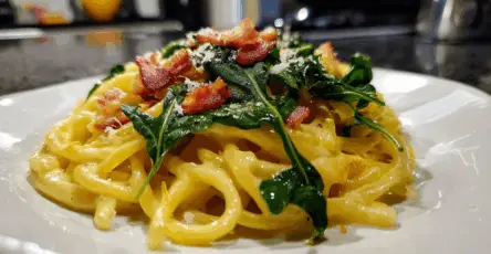 Pasta all Incredibile Crema di Patate con Rucola e Speck