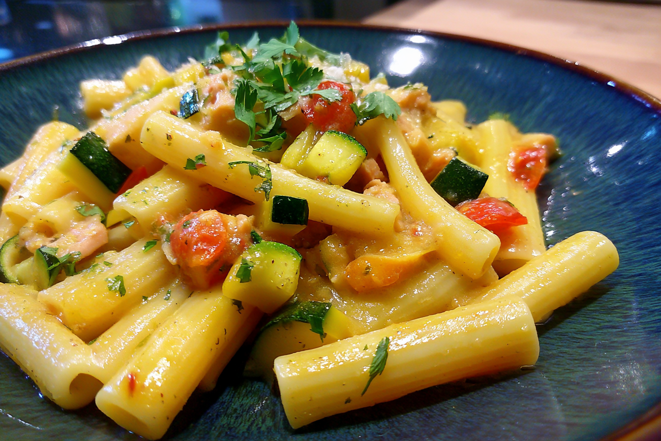 Pasta risottata con zucchine tonno e pomodorini