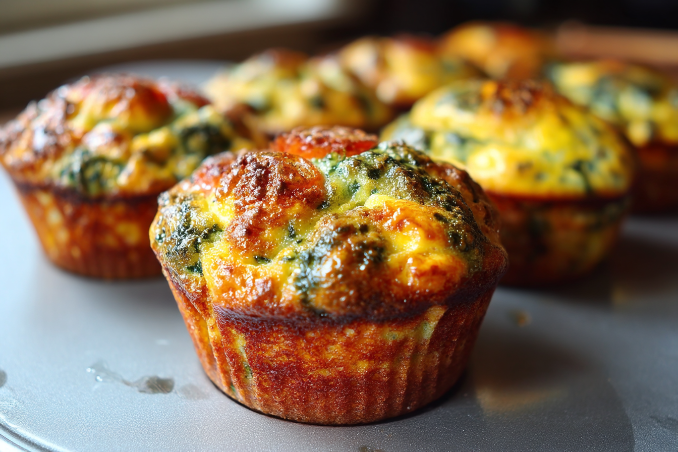 Stampi per muffin alle uova e spinaci
